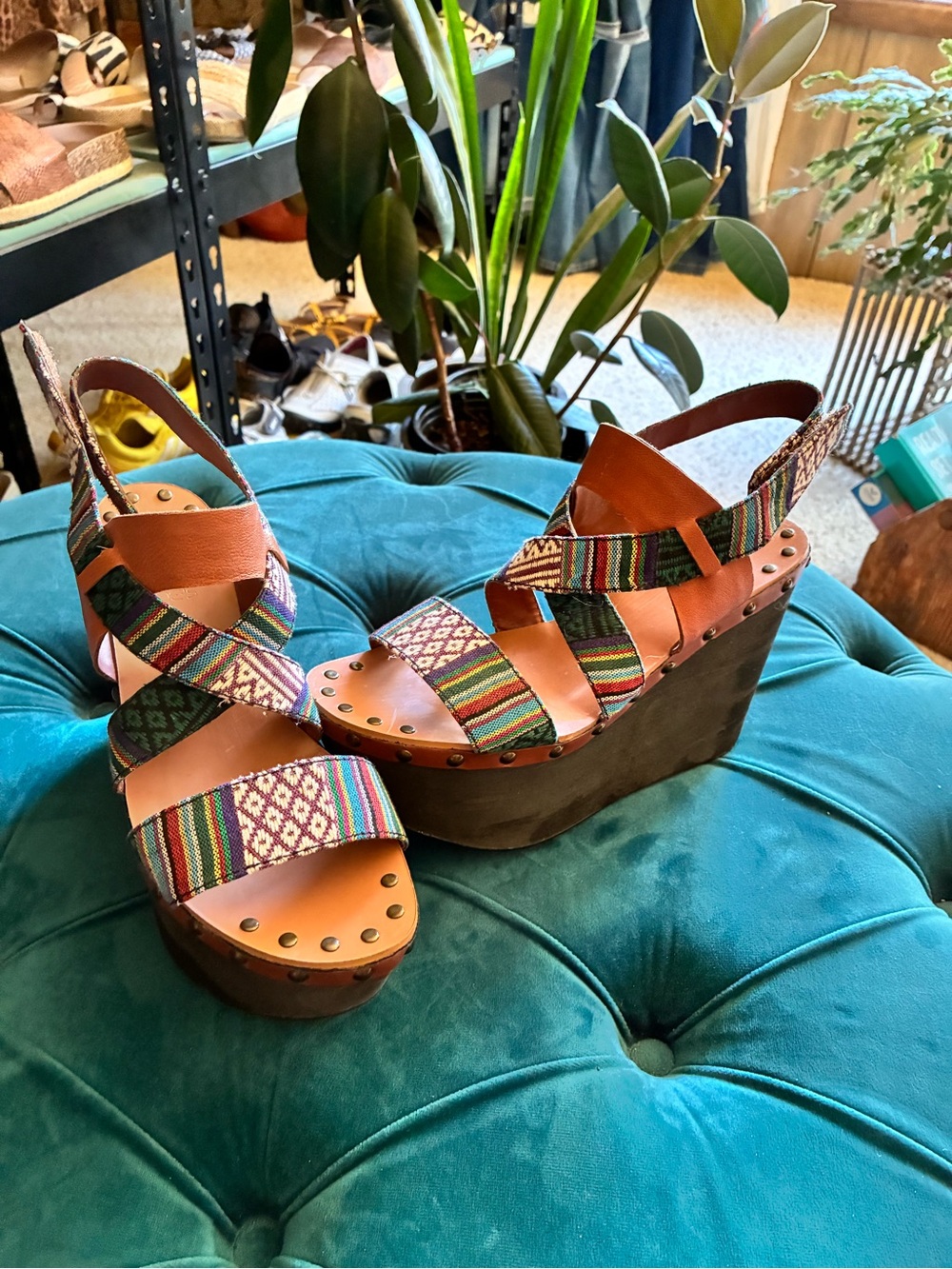 Joe's Jeans Multicolor Striped Platform Wedge Sandals